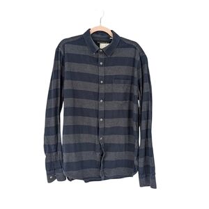 French Connection Stripe Button Down Shirt Blue XL Business casual preppy
